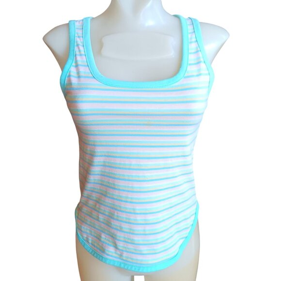XS True Vintage 1980's Mom Tank Top JCPenney Pastel Striped - Picture 1 of 8